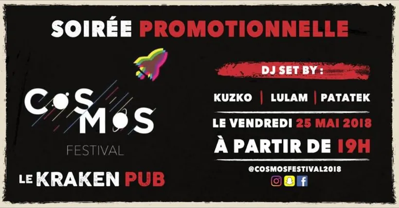 Affiche Promotion Cosmos Festival au Kraken Pub